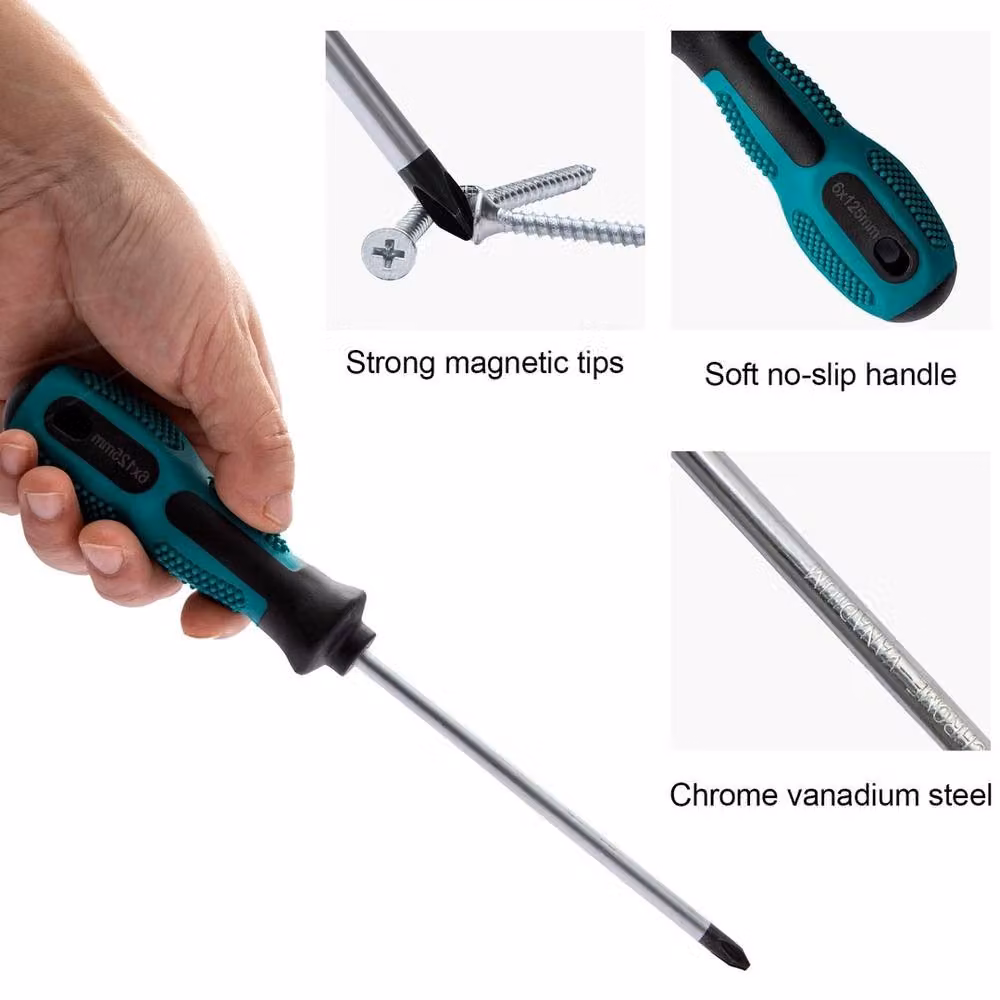 VOGREX 10-Piece Heavy Duty Magnetic Screwdriver Set with 5 Flat and 5 Cross Heads in Multicolour – 4