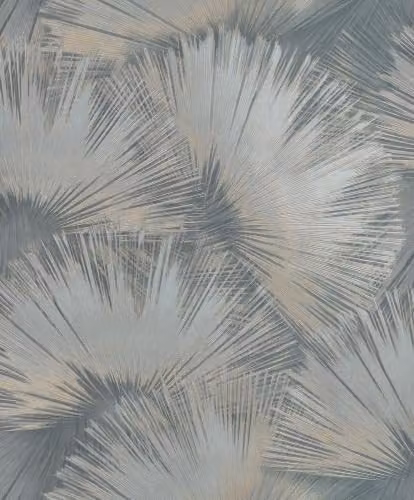 Rasch Opulenza Fan Effect Textured Vinyl Wallpaper in Blue, Beige and Silver with Geometric Abstract Design
