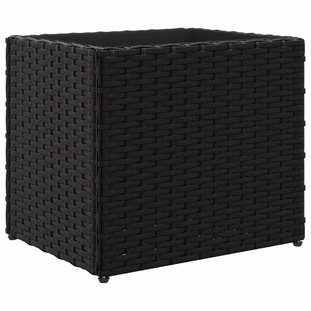 Berkfield Home Set of 2 Black Poly Rattan Garden Planter Tubs, W/D/H: 36 x 30 x 32 cm – 5
