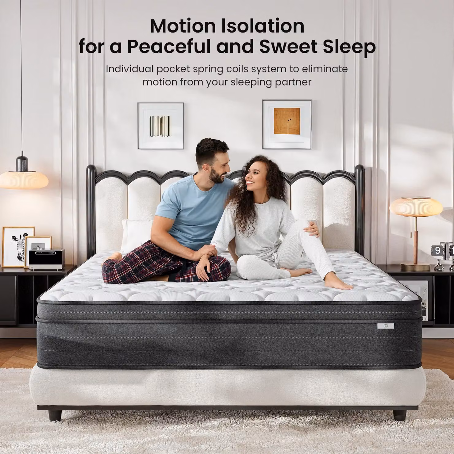 Dprodo King Size Hybrid Mattress with Memory Foam and Pocketed Springs in White, Height: 25 cm – 6