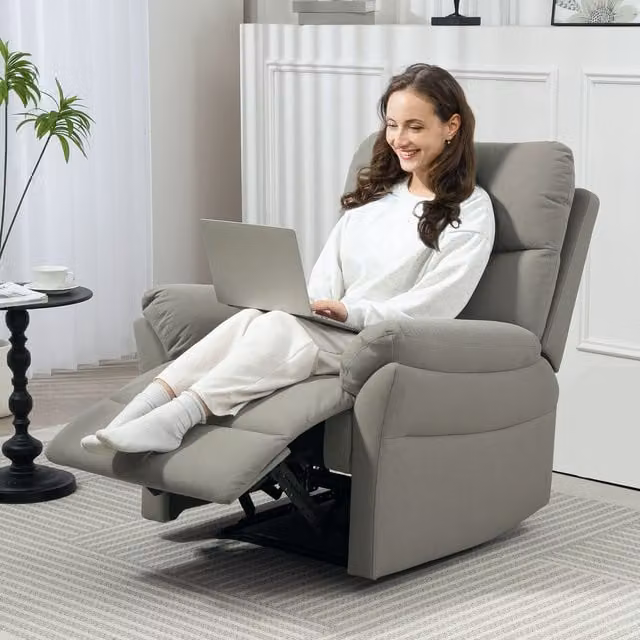 HOMCOM Manual Recliner Armchair in Grey with Microfibre Fabric and Spring Core Cushioning
