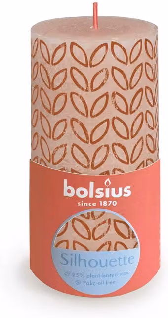 Bolsius Rustic Silhouette Pink Pillar Candle