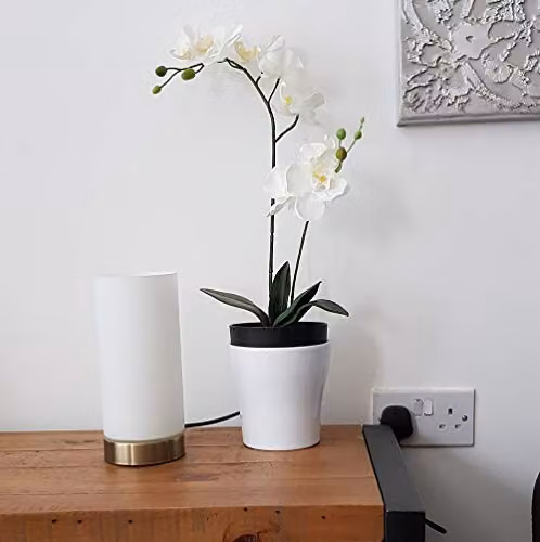 KLiving Lonsdale Touch Table Lamp in Brass and White Glass with E14 Base – 2