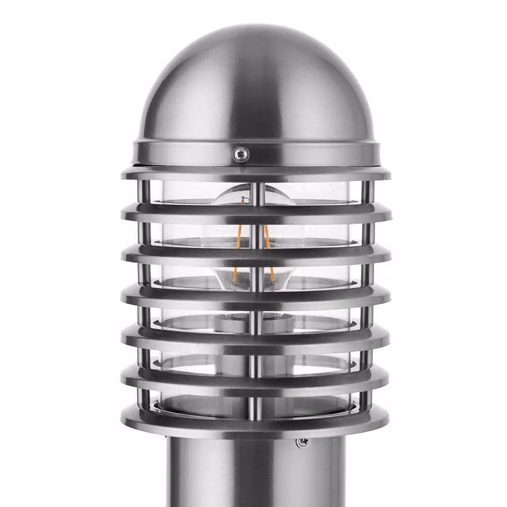 Loops Silver Stainless Steel Outdoor Bollard Light with Transparent Cover – 3