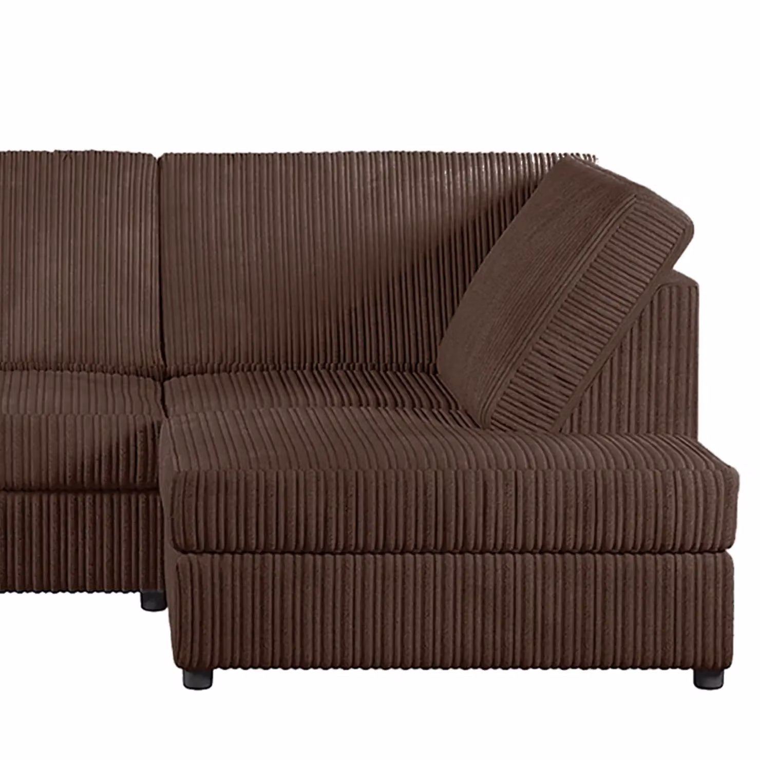 Furnishings For Less UK Luxor 5 Seater L-Shape Corner Sofa in Chocolate Brown Jumbo Cord with Full Back and Right Hand Orientation – 3