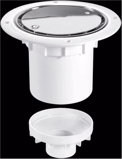 McAlpine TSG2SS 75mm White Plastic Vertical Water Seal Trapped Gully with Reducer, Clamp Ring and Cover Plate – 1