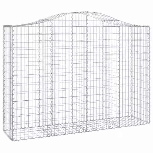 vidaXL Arched Gabion Baskets, 2 Pieces, Silver Galvanised Steel, W: 200 cm, D: 50 cm, H: 140-160 cm – 1