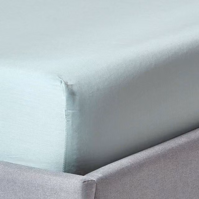 Homescapes Organic Egyptian Combed Cotton Fitted Sheet, Blue, 90 x 200 cm