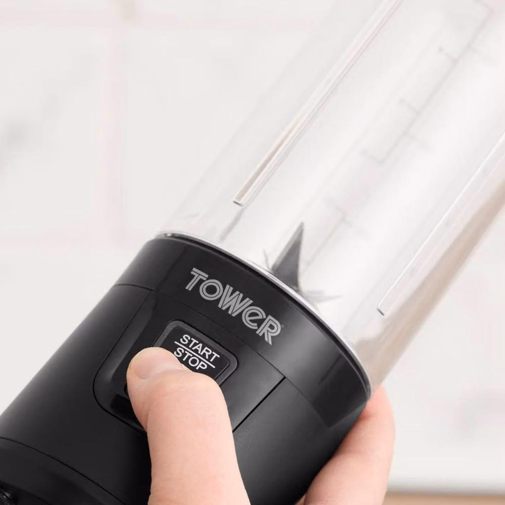 Tower Portable Rechargeable Blender in Black with Stainless Steel and Plastic Parts – 3