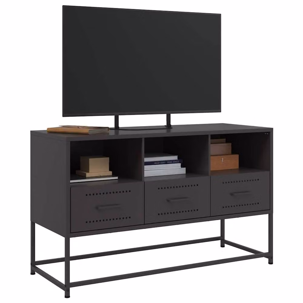 Berkfield Home Industrial Black Steel TV Cabinet W: 100.5 cm, D: 39 cm, H: 60.5 cm – 4