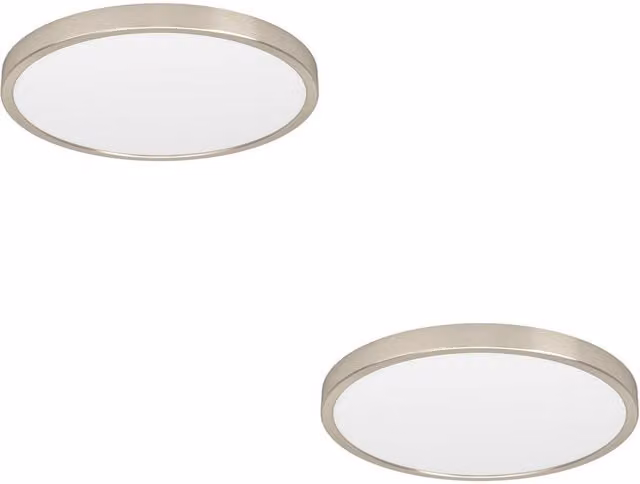 Loops 2 Pack Round LED Ceiling Light in Silver Metal with Glass Shade – 1