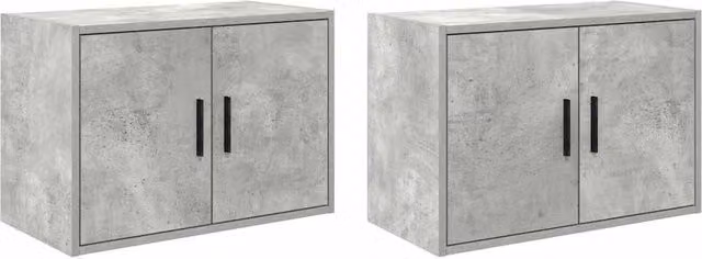 Berkfield Home Wall Mounted Garage Cabinets, 2 Piece Set in Concrete Grey Matt Engineered Wood