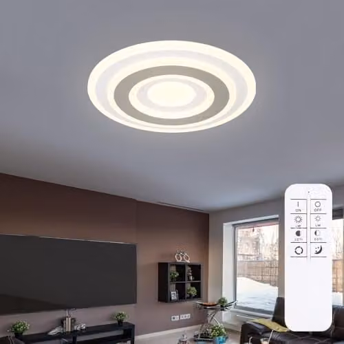 Globo Lighting Netlighting Round LED Ceiling Light with Remote Control and Dimming Function, White or Grey – 1
