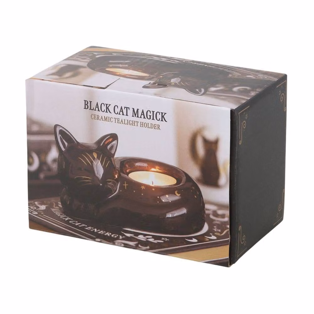 Something Different Black Ceramic Cat Tealight Holder – 2