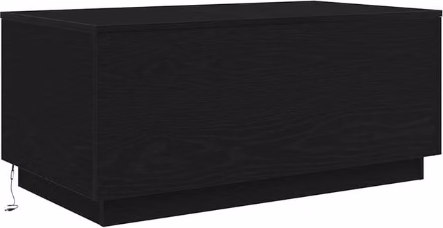 Berkfield Home Modern Coffee Table with LED Lights in Black Oak, W: 90 cm, D: 50 cm, H: 40 cm – 1