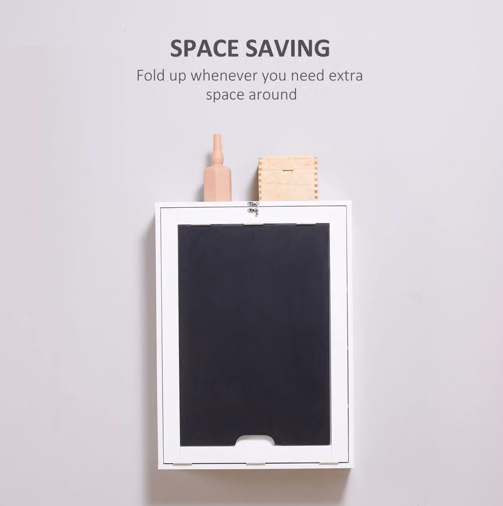 STILVORA Wall-Mounted Folding Writing Desk with Storage in White – 4
