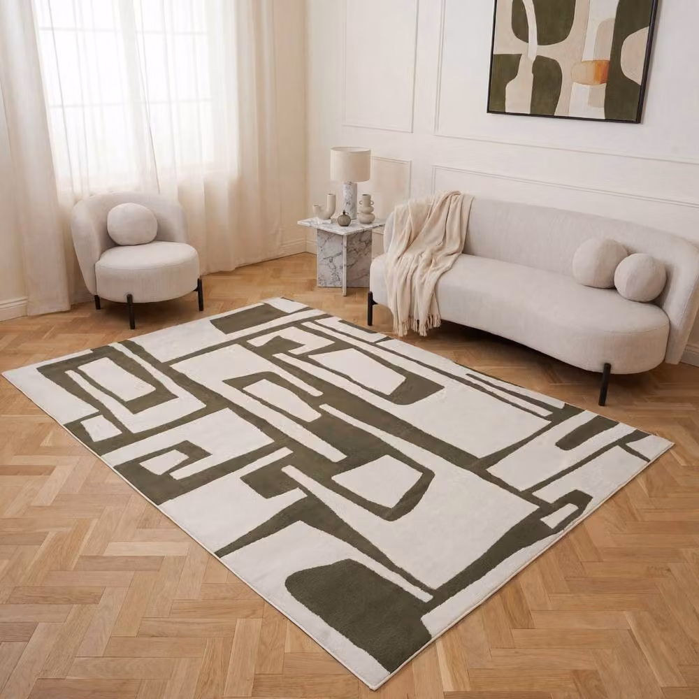 THE RUGS Loft Abstract Soft Pile Area Rug in Olive Green, W: 160 cm, L: 230 cm – 3
