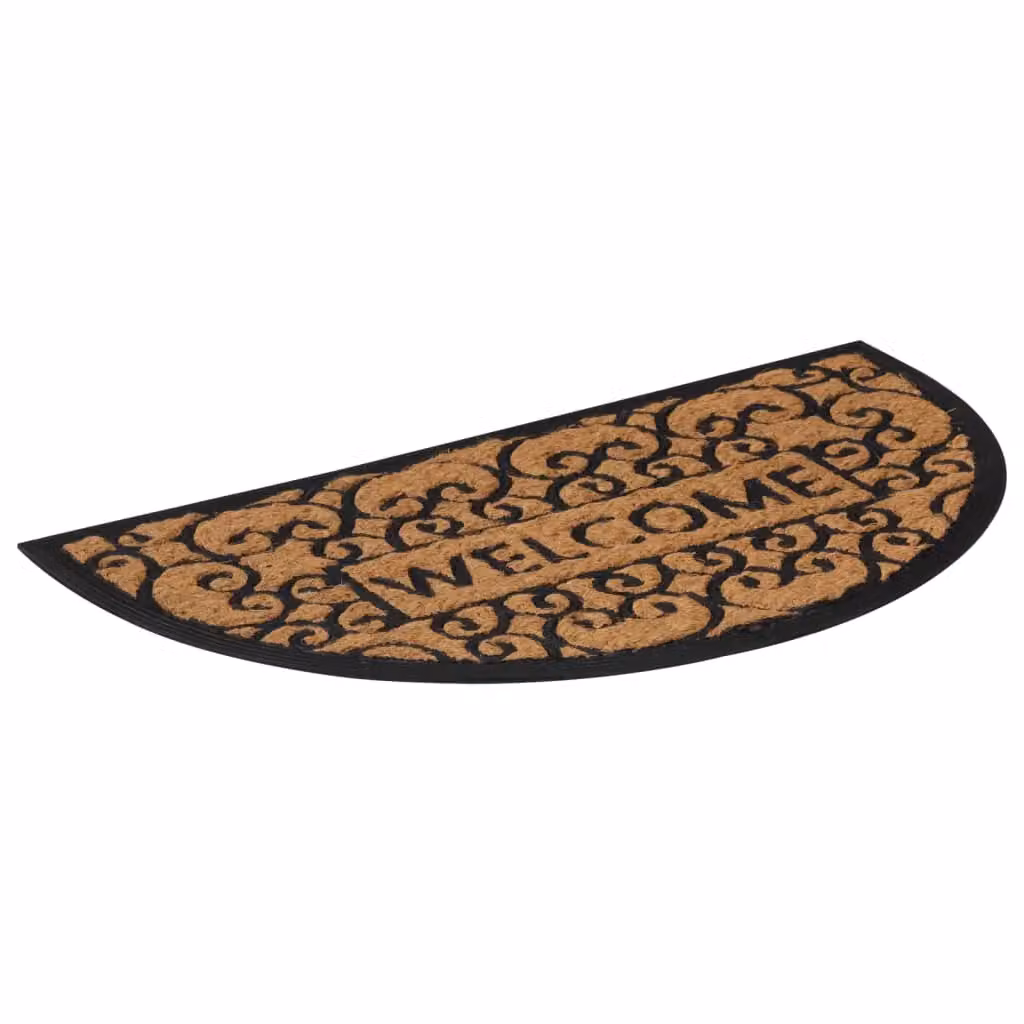 Berkfield Home Half Round Door Mat in Brown, Rubber and Coir, W: 75 cm, D: 45 cm – 2