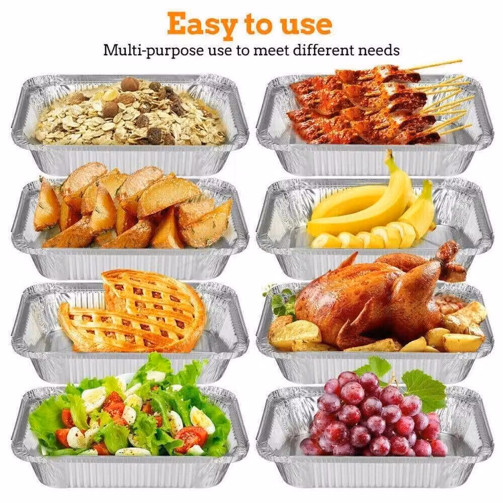SPETLEK Silver Rectangular Foil Tin Cooking Tray Set – 4