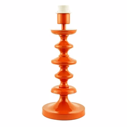 Happy Homewares Modern Orange Gloss Table Lamp Base with Round Step Design, H 37 cm x W 15 cm x D 15 cm
