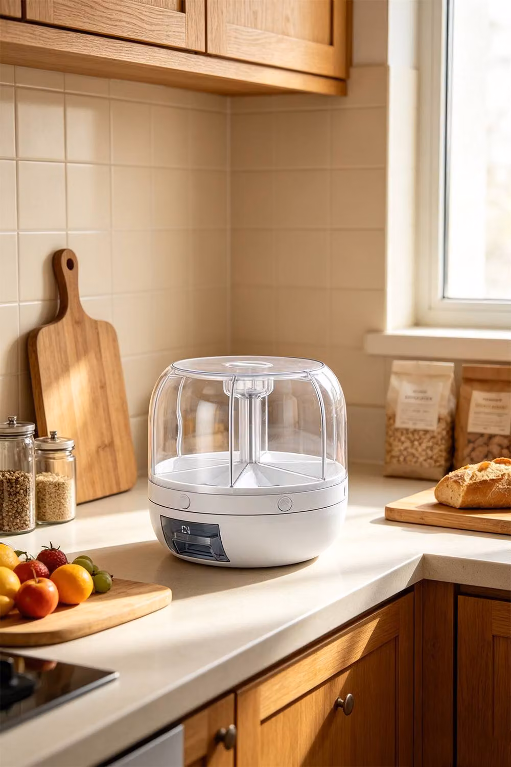 ExtraStar Rotating 6-Compartment Airtight Grain Food Container in White – 2