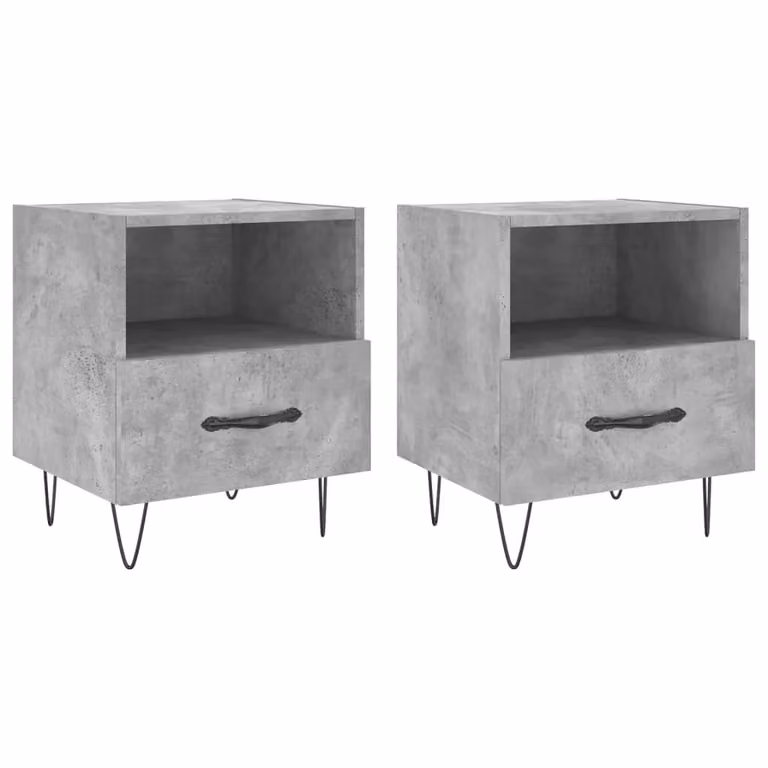 Berkfield Home Set of 2 Modern Bedside Cabinets in Concrete Grey, W/D/H: 40 x 35 x 47.5 cm