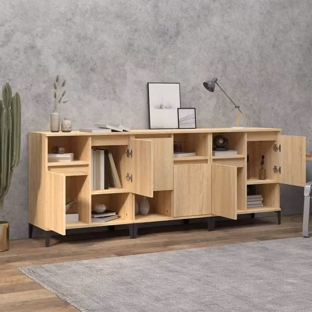 Berkfield Home 3-Piece Sonoma Oak Sideboard Set in Light Brown, W/D/H: 60 x 35 x 70 cm – 1
