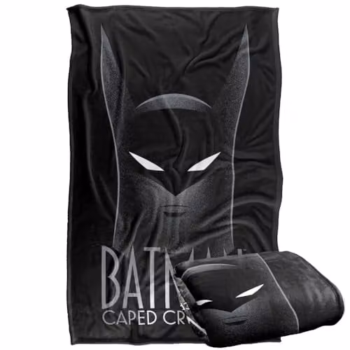 LOGOVISION Batman Caped Crusader Animated Series Headshot Super Soft Fleece Throw Blanket, Multicolour, W: 91.44 cm x D: 91.44 cm x H: 147 cm – 1