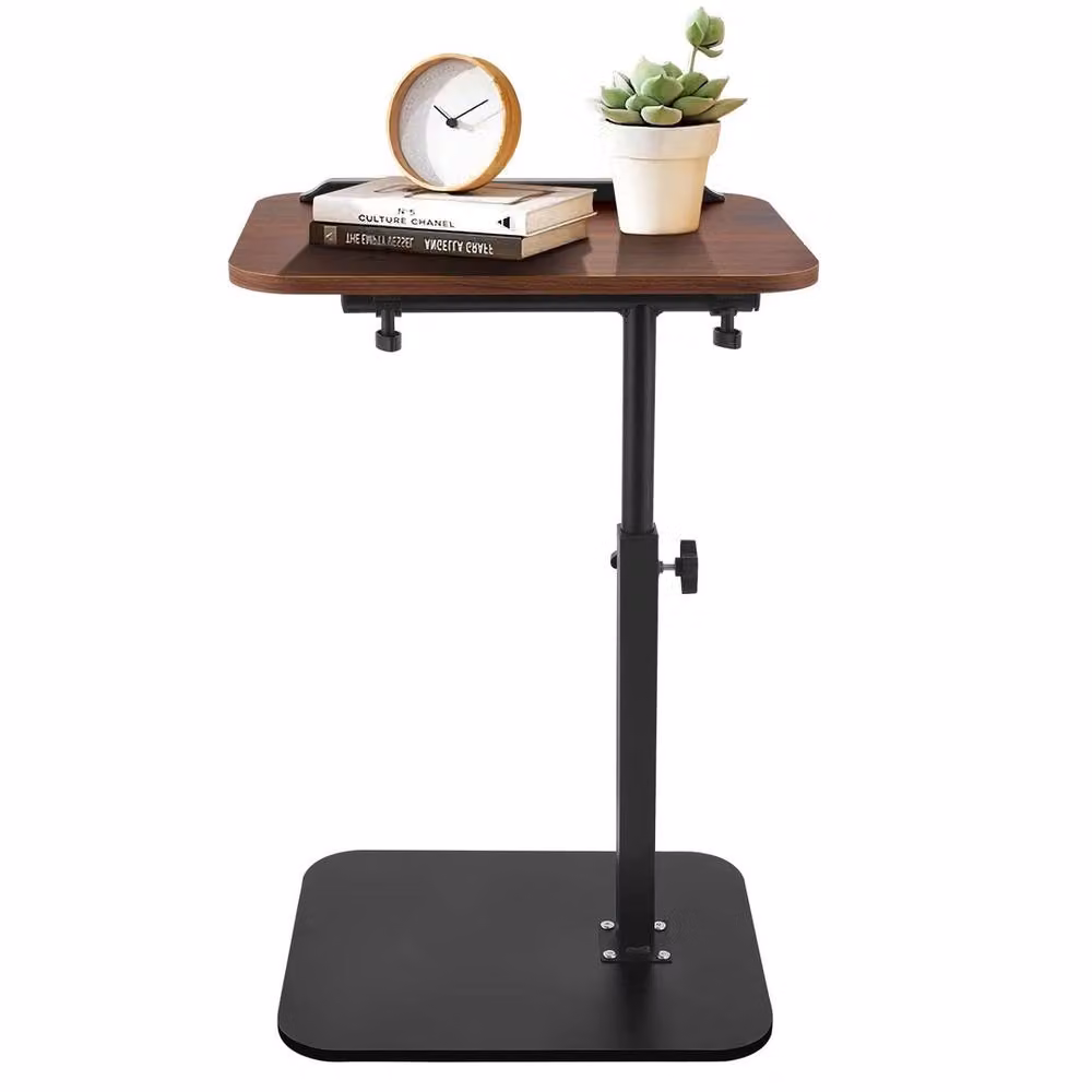 FORGEVIO Height Adjustable C Shaped Side Table in Brown – 6