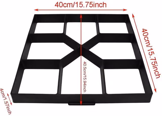 FLAVORA 2-Piece DIY Concrete Path Paving Stone Mold, Black, W: 100 cm x D: 1000 cm – 1
