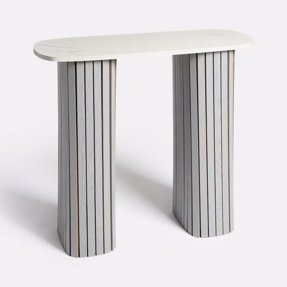 OHS Madison Ribbed Engineered Wood Console Table in Grey – 3