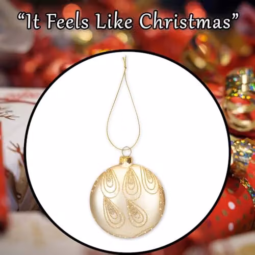 VFM e-Store Gold Oval Glass Hanging Christmas Bauble Decoration W: 13 cm, H: 11 cm – 6