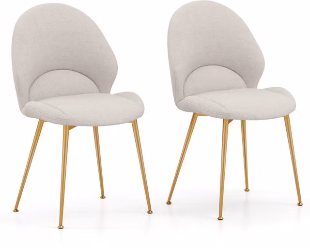 Costway Set of 2 Modern Armless Dining Chairs in Grey Fabric