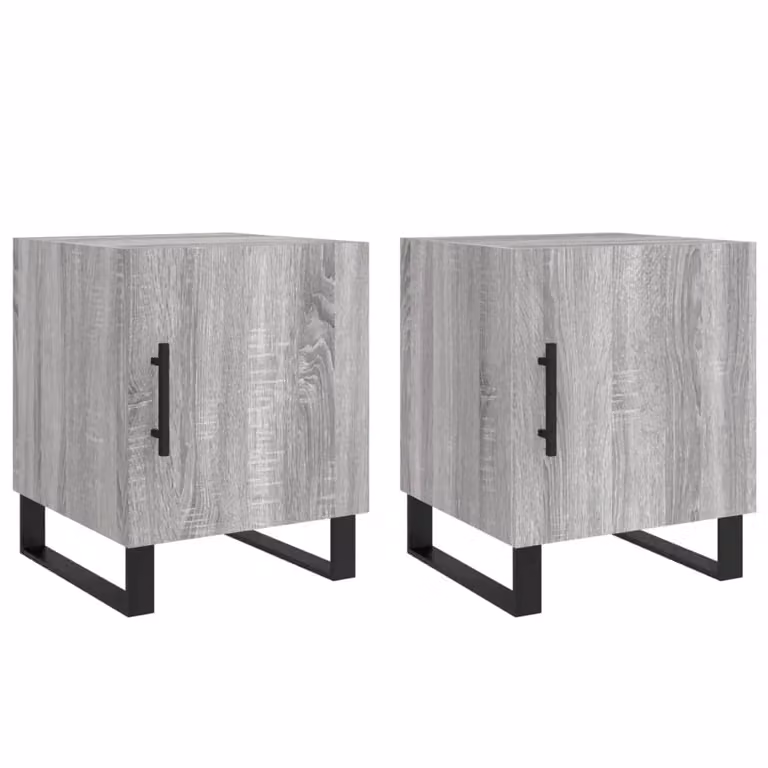 Berkfield Home Set of 2 Grey Sonoma Bedside Cabinets in Engineered Wood, W/D/H: 40 x 40 x 50 cm