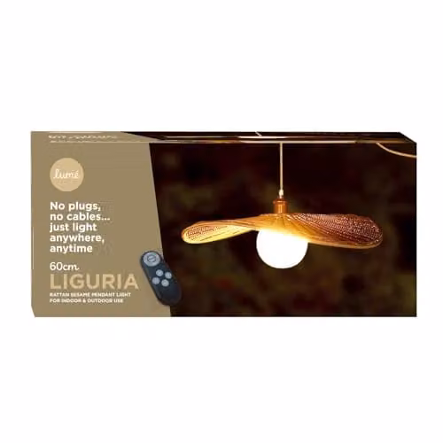 NOMA Ligurian Sesame Rattan Outdoor Pendant Light, Beige, Diameter: 60 cm