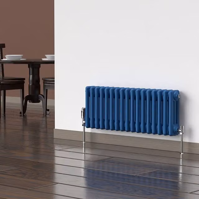Lux Heat Horizontal 3 Column Steel Radiator in Galaxy Blue, W: 78.5 cm, H: 30.0 cm