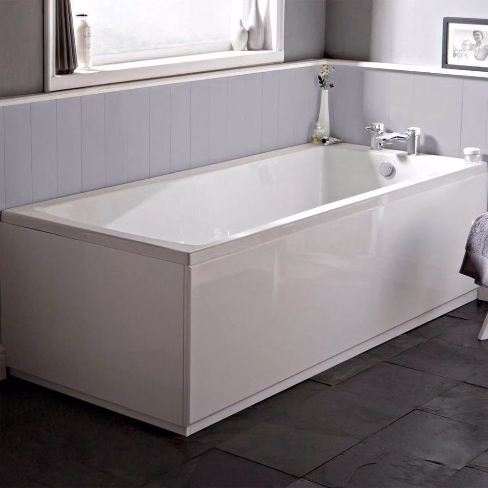 PAWNORA White Acrylic Rectangular Single Ended Straight Built-in Bath Tub W/D/H: 180 x 80 x 40 cm – 2