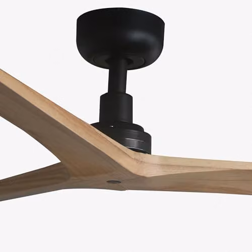 Netlighting Klim Medium 3-Blade Ceiling Fan, Matt Black and Brown Wood, Diameter: 125 cm, Tuya Smart System – 3