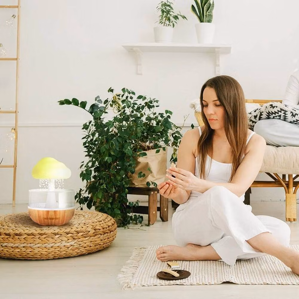 NESTLUNE Rain Cloud Air Humidifier and Mini Aroma Diffuser with 7 Colour Night Light, Brown, W/D/H: 15 x 15 x 15 cm – 4