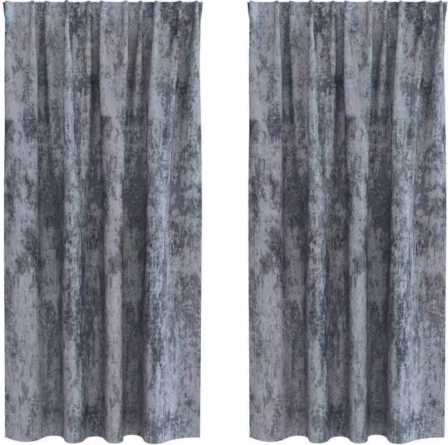 Berkfield Home Velvet Eyelet Curtains, 2 Pack, Silver Grey, H 175 cm x W 140 cm