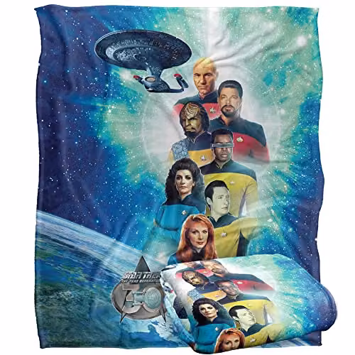 Trevco Star Trek 30 Crew Super Soft Fleece Throw Blanket, White, W/D/H: 152 x 127 cm – 1