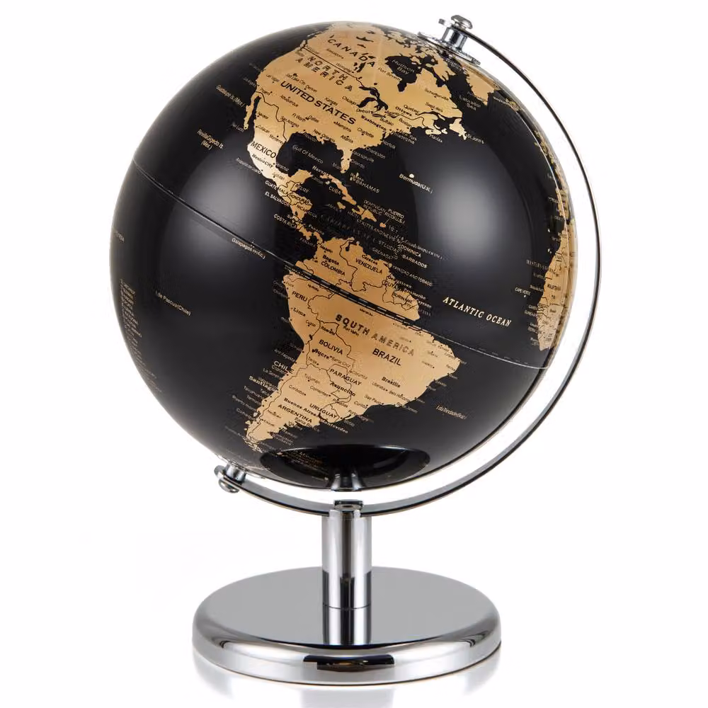 Costway Rotating World Earth Globe in Metallic Black with Metal Stand, Diameter: 20 cm – 2
