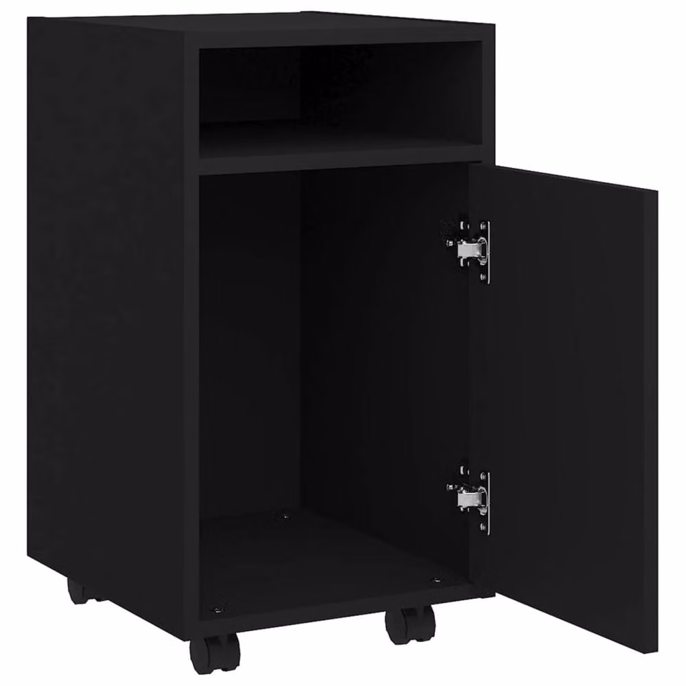 Berkfield Home Black Side Cabinet with Wheels and Hinged Doors, W/D/H: 33 x 38 x 60 cm – 4