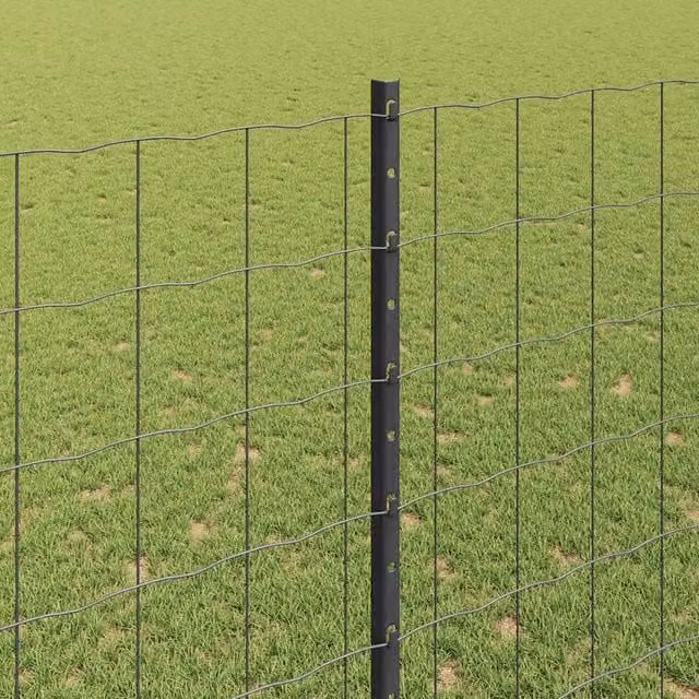 Berkfield Home Modern Euro Fence with 10 U Posts in Grey Steel, W: 10 m, H: 1.6 m