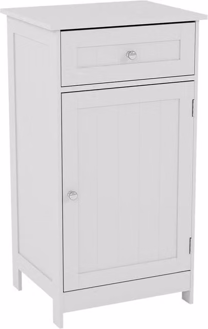 HD Designs Modern White Matt Freestanding Bathroom Storage Cabinet with 1 Door and 1 Drawer