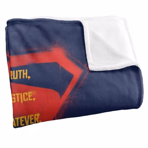 Warner Bros. Supergirl 2026 Truth Justice Whatever Logo Silky Touch Super Soft Fleece Throw Blanket, Multicolour, W: 91 cm, D: 147 cm – 2