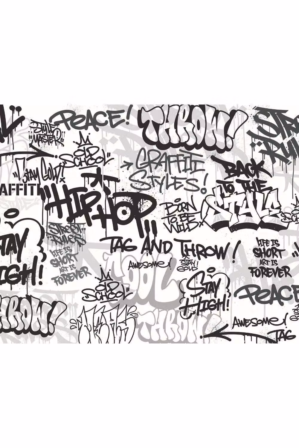 Origin Murals Mono Graffiti Abstract Wall Mural in White – 2