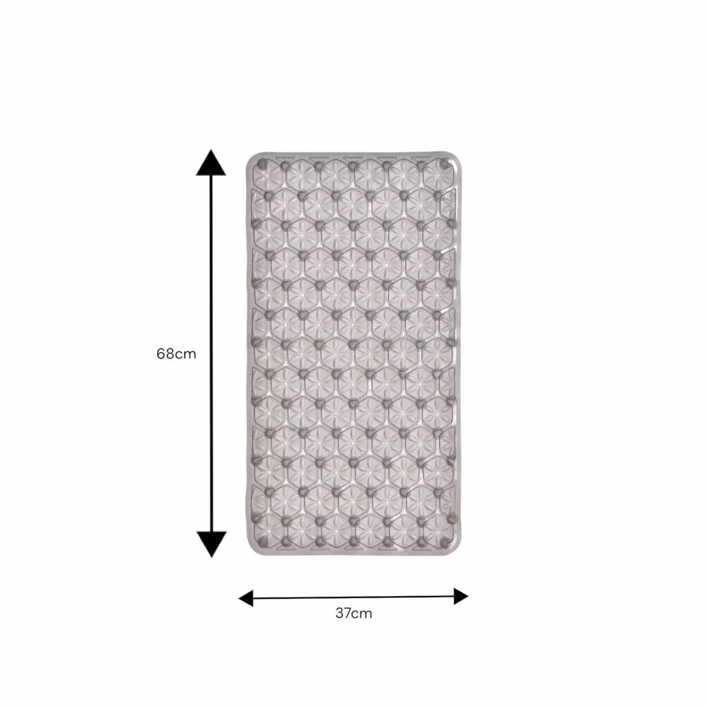 Showerdrape Linea Shower Curtain and Laguna Grey Anti Slip Bath Mat in White and Grey, Width: 180 cm, Height: 180 cm – 2