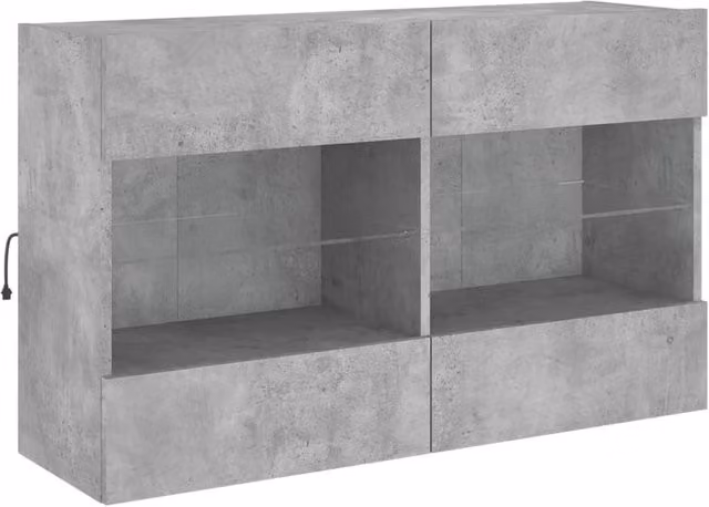 Berkfield Home Modern TV Wall Cabinet with LED Lights in Concrete Grey, W: 98.5 cm, D: 30 cm, H: 60.5 cm – 1