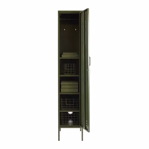 Mustard Made The Skinny Storage Locker in Green with Hinged Doors, Internal Shelves and Hanging Rod, W/D/H: 46 x 35 x 183 cm – 3